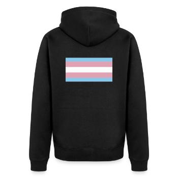 trans pride - Unisex Premium Bio Zip Hoodie - Schwarz - Hinten - Nico (187cm)