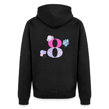 Meerjungfrau zum 8. Geburtstag - Unisex Premium Bio Zip Hoodie - Schwarz - Hinten - Nico (187cm)
