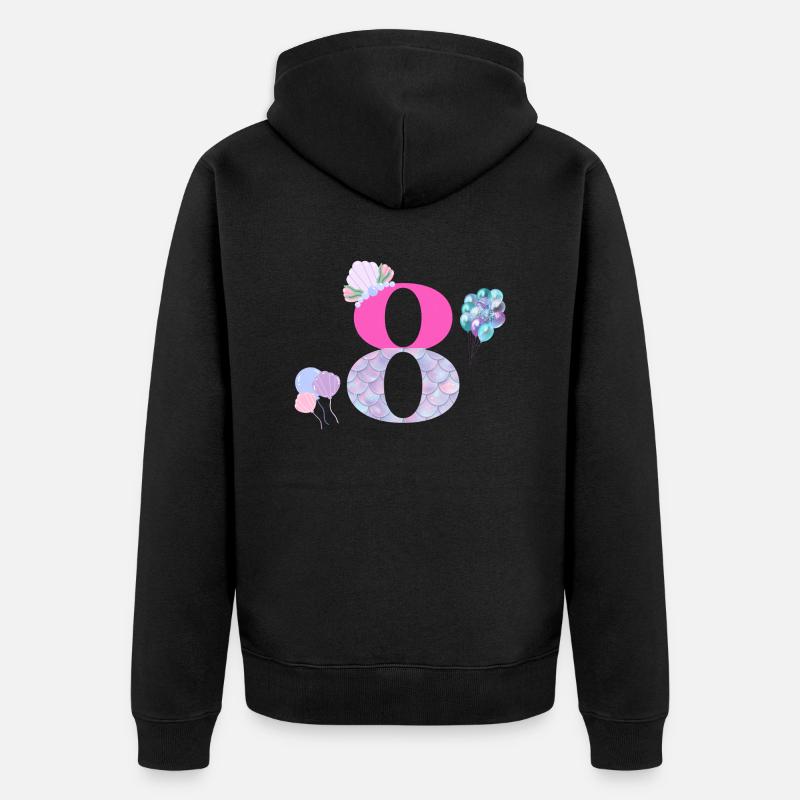 8e anniversaire sirène - Veste à capuche bio Premium Unisexe - noir