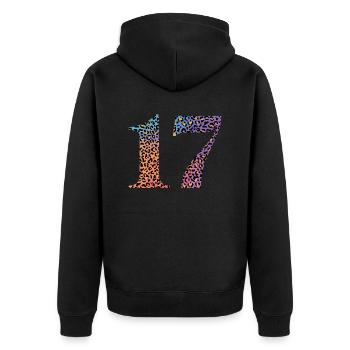 17th Birthday Leopard - Unisex Premium Organic Zip Hoodie - black - Back - Nico (187cm)