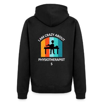 Physiotherapist Humorous Gift Saying Funny - Unisex Premium Organic Zip Hoodie - black - Back - Nico (187cm)