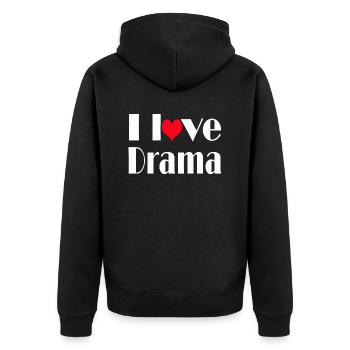 I Love Drama Quote Teacher and Student Design - Unisex Premium Organic Zip Hoodie - black - Back - Nico (187cm)