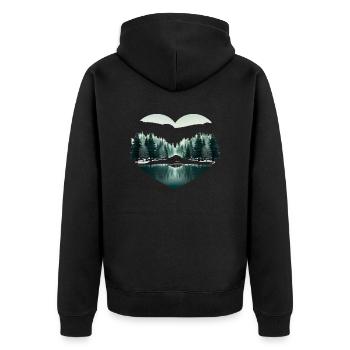 Liebe Herz und Natur in Weihnachten - Unisex Premium Bio Zip Hoodie - Schwarz - Hinten - Nico (187cm)