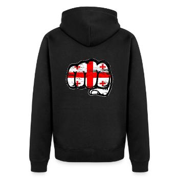 Georgia flag fist used - Unisex Premium Organic Zip Hoodie - black - Back - Nico (187cm)