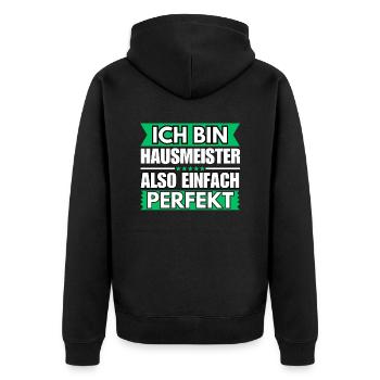 Einfach ein Perfekter Hausmeister - Unisex Premium Bio Zip Hoodie - Schwarz - Hinten - Nico (187cm)