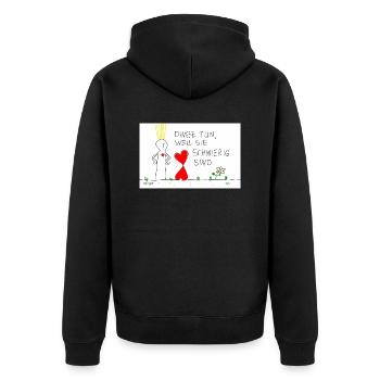 Dinge tun, weil sie schwierig sind. - Unisex Premium Bio Zip Hoodie - Schwarz - Hinten - Nico (187cm)