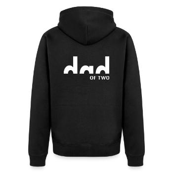 Vater Vatertag Dad of two Eltern - Unisex Premium Bio Zip Hoodie - Schwarz - Hinten - Nico (187cm)