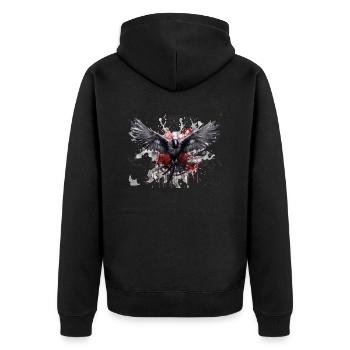Raven - Unisex Premium Organic Zip Hoodie - black - Back - Nico (187cm)
