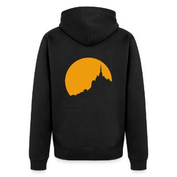 Mont Saint Michel sunset - Unisex Premium Organic Zip Hoodie - black - Back - Nico (187cm)