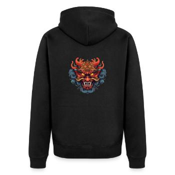 Oni-Maske - Unisex Premium Bio Zip Hoodie - Schwarz - Hinten - Nico (187cm)