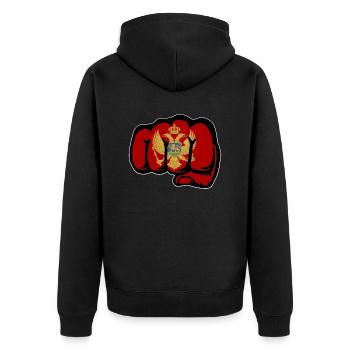 Montenegro Flagge Faust - Unisex Premium Bio Zip Hoodie - Schwarz - Hinten - Nico (187cm)