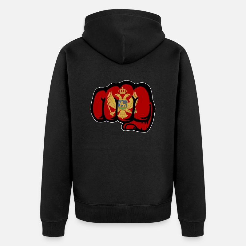 Poing du drapeau du Monténégro - Veste à capuche bio Premium Unisexe - noir
