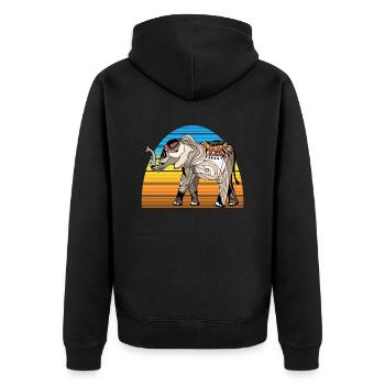 Elefant - Unisex Premium Bio Zip Hoodie - Schwarz - Hinten - Nico (187cm)