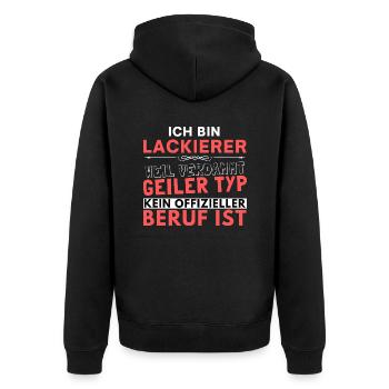 Verdammt geiler Typ - Lackierer Edition - Unisex Premium Bio Zip Hoodie - Schwarz - Hinten - Nico (187cm)