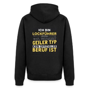 Verdammt geiler Typ - Lockführer Edition - Unisex Premium Bio Zip Hoodie - Schwarz - Hinten - Nico (187cm)