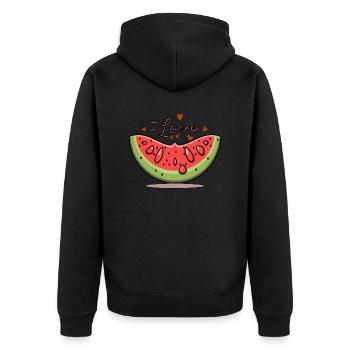 WATERMELON - Unisex Premium Organic Zip Hoodie - black - Back - Nico (187cm)