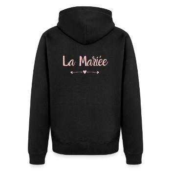 The Rose Gold Bride - The Bride Gift - Unisex Premium Organic Zip Hoodie - black - Back - Nico (187cm)
