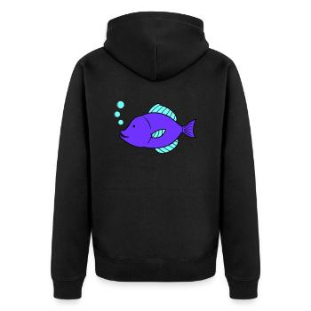 fisch comic - Unisex Premium Bio Zip Hoodie - Schwarz - Hinten - Nico (187cm)