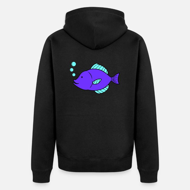 Bande dessinée de poisson - Veste à capuche bio Premium Unisexe - noir