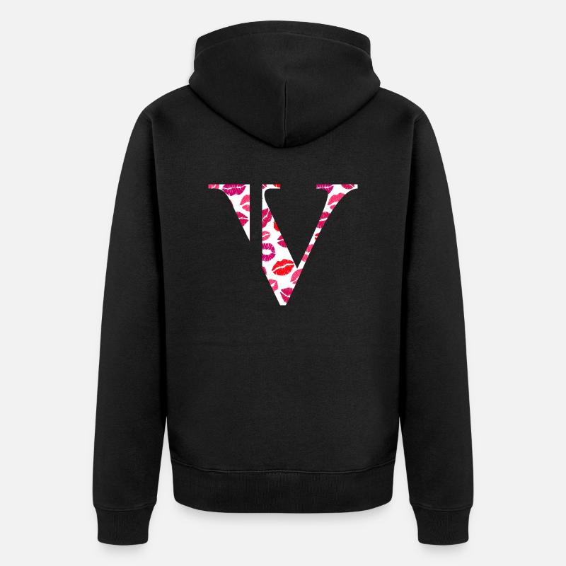 Lettera v baci - Felpa con cappuccio ecologica premium unisex - nero
