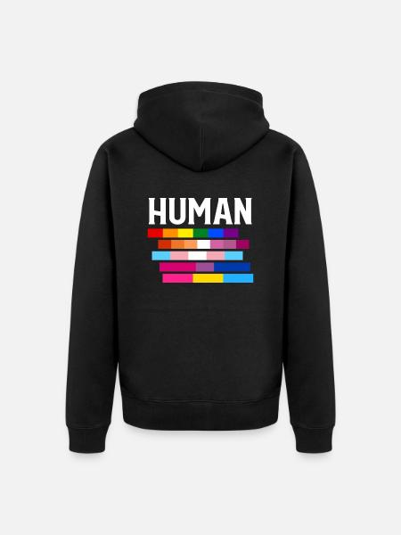 LGBT HUMAN Pride - Unisex Premium Organic Zip Hoodie - black