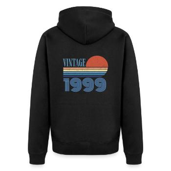 Jahrgang 1999 - Unisex Premium Bio Zip Hoodie - Schwarz - Hinten - Nico (187cm)