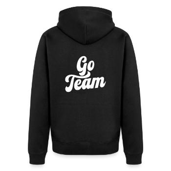 Go Team - Unisex Premium Organic Zip Hoodie - black - Back - Nico (187cm)