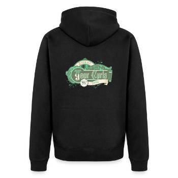 Curly Charm Hairdresser Twirl Spiraled Wavy Frizz - Unisex Premium Bio Zip Hoodie - Schwarz - Hinten - Nico (187cm)
