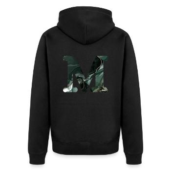 Lettre m marbré vert - Veste à capuche bio Premium Unisexe - noir - Dos - Nico (187cm)