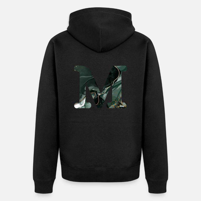 Lettre m marbré vert - Veste à capuche bio Premium Unisexe - noir
