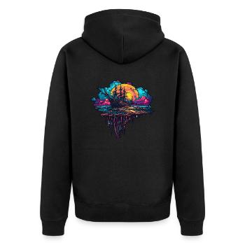 Schiff / Boot / Anker / Meer / Ocean / Kapitän - Unisex Premium Bio Zip Hoodie - Schwarz - Hinten - Nico (187cm)