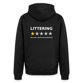 Anti Pollution 1 Star Review - Unisex Premium Organic Zip Hoodie - black - Back - Nico (187cm)