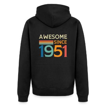 Großartig seit 1951 - Unisex Premium Bio Zip Hoodie - Schwarz - Hinten - Nico (187cm)