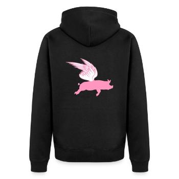 Wenn Fliegende Flügel Flug Schweine Fliegen können - Unisex Premium Bio Zip Hoodie - Schwarz - Hinten - Nico (187cm)