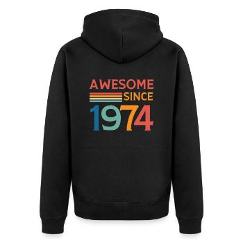 Awesome since 1974 - Unisex Premium Organic Zip Hoodie - black - Back - Nico (187cm)