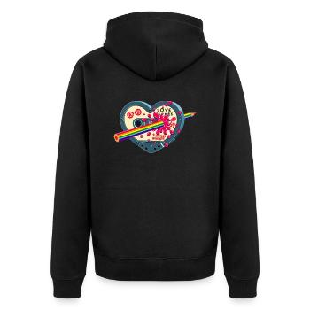 Pride Month LGBTQAI Vintage Kassette Regenbogen - Unisex Premium Bio Zip Hoodie - Schwarz - Hinten - Nico (187cm)