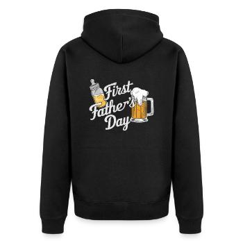 ERSTER VATERTAG - Unisex Premium Bio Zip Hoodie - Schwarz - Hinten - Nico (187cm)