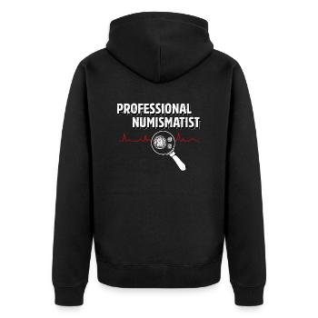 Expert en pièces de monnaie : le numismate professionnel - Veste à capuche bio Premium Unisexe - noir - Dos - Nico (187cm)