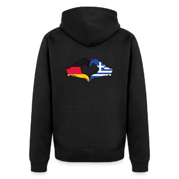 Germany Greece Flag Hands Heart Shape - Unisex Premium Organic Zip Hoodie - black - Back - Nico (187cm)