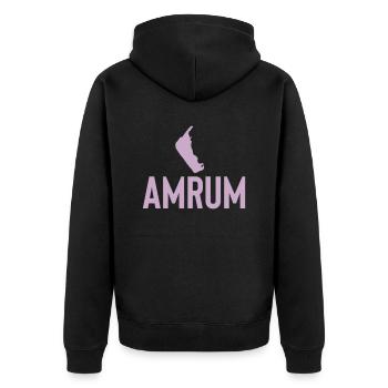 Amrum, Insel, Urlaub - Unisex Premium Bio Zip Hoodie - Schwarz - Hinten - Nico (187cm)