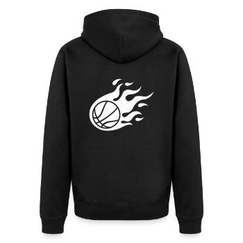 basketball fire - Unisex Premium Bio Zip Hoodie - Schwarz - Hinten - Nico (187cm)