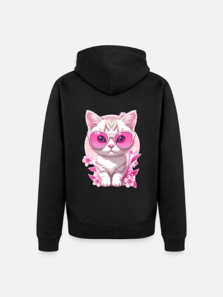 Kätzchen im Urlaub 🐾 - Unisex Premium Bio Zip Hoodie - Schwarz