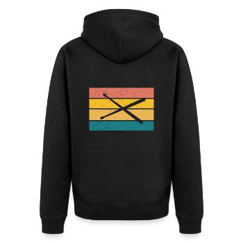 Retro Drumsticks Drummer - Unisex Premium Organic Zip Hoodie - black - Back - Nico (187cm)