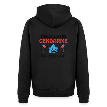 BEST GENDARME IN THE WORLD - Unisex Premium Organic Zip Hoodie - black - Back - Nico (187cm)