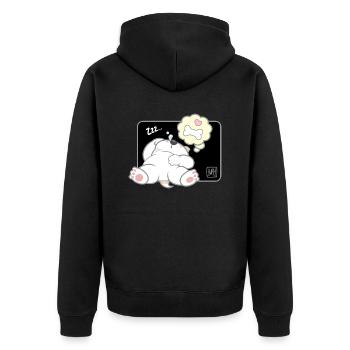 Hund koreanisch - japanischer Stil 11 - Unisex Premium Bio Zip Hoodie - Schwarz - Hinten - Nico (187cm)