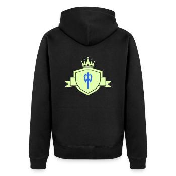 Trident Coat of Arms - Unisex Premium Organic Zip Hoodie - black - Back - Nico (187cm)