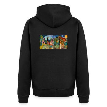 Cubist Celebration of Abstract Shapes - Unisex Premium Organic Zip Hoodie - black - Back - Nico (187cm)
