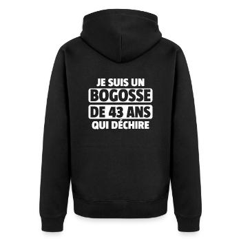 homme de 43 ans / cadeau 43 ans / anniversaire 43 - Veste à capuche bio Premium Unisexe - noir - Dos - Nico (187cm)