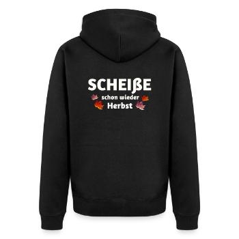 Autumn is here, funny saying - Unisex Premium Organic Zip Hoodie - black - Back - Nico (187cm)
