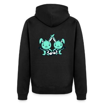 Bunnies Rabbit Easter Band Cute Two Friends Team - Unisex Premium Organic Zip Hoodie - black - Back - Nico (187cm)
